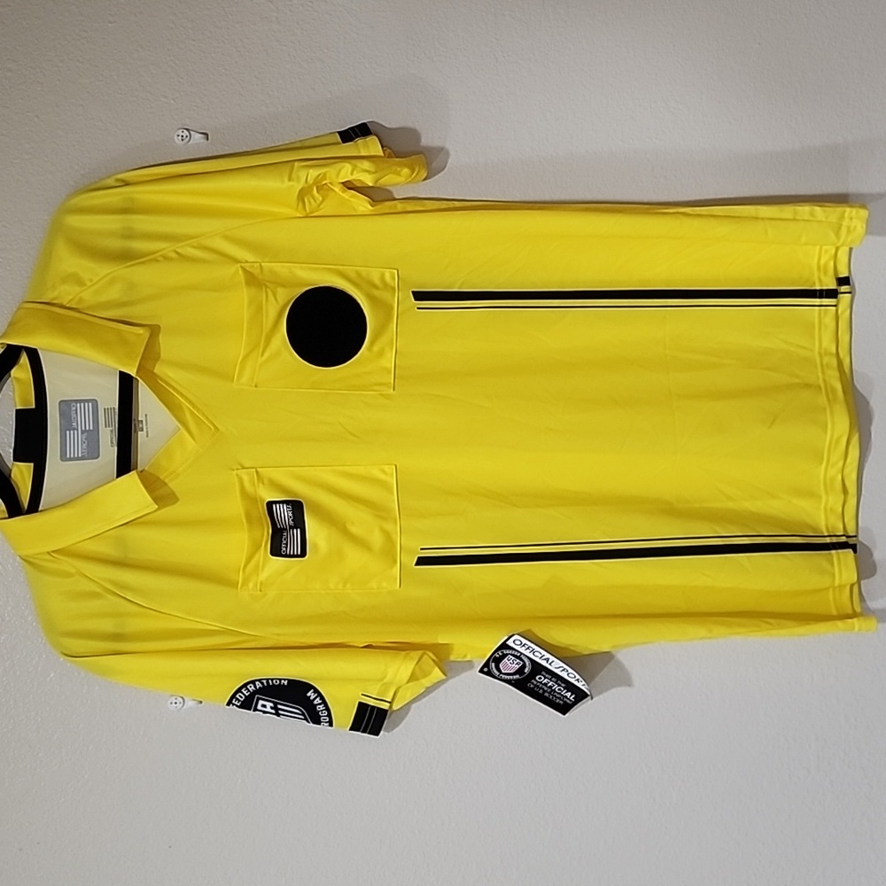 Official Sports Economy Soccer Referee Jersey Yellow & Black Men's size Medium